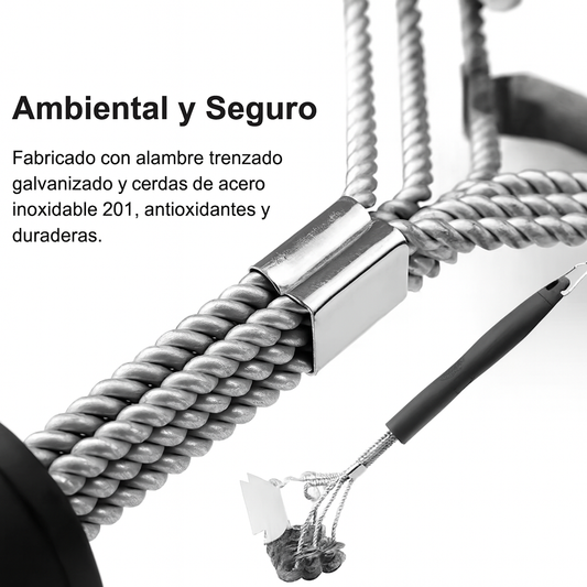 PARRILLA IMPECABLE SIEMPRE – CEPILLO PROFESIONAL DE ACERO INOXIDABLE