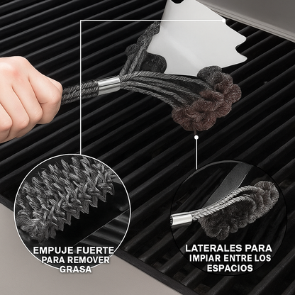 PARRILLA IMPECABLE SIEMPRE – CEPILLO PROFESIONAL DE ACERO INOXIDABLE